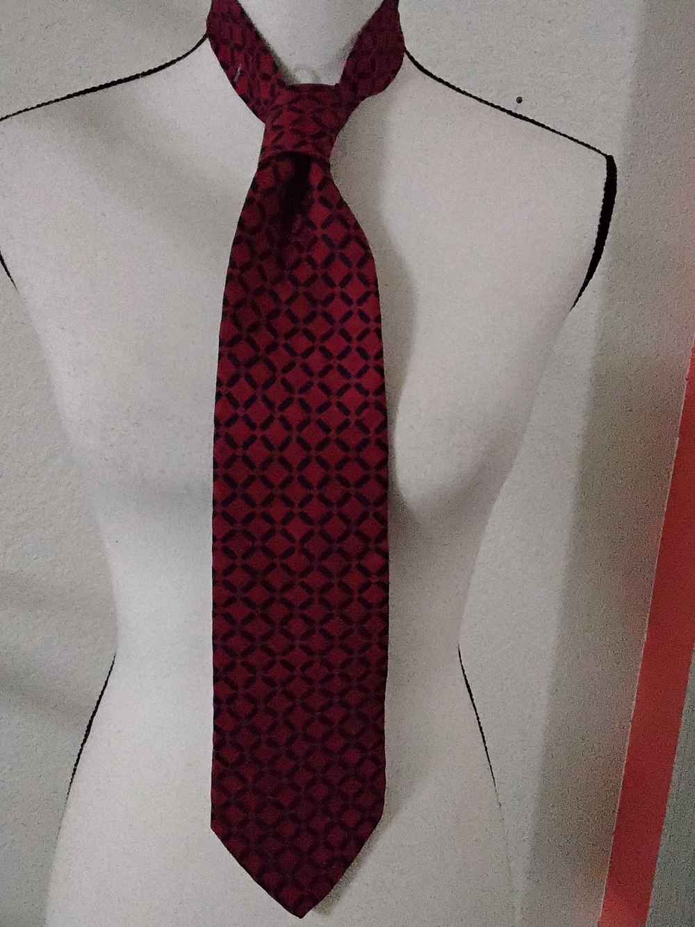 Dior Burgundy Geometric Silk Tie